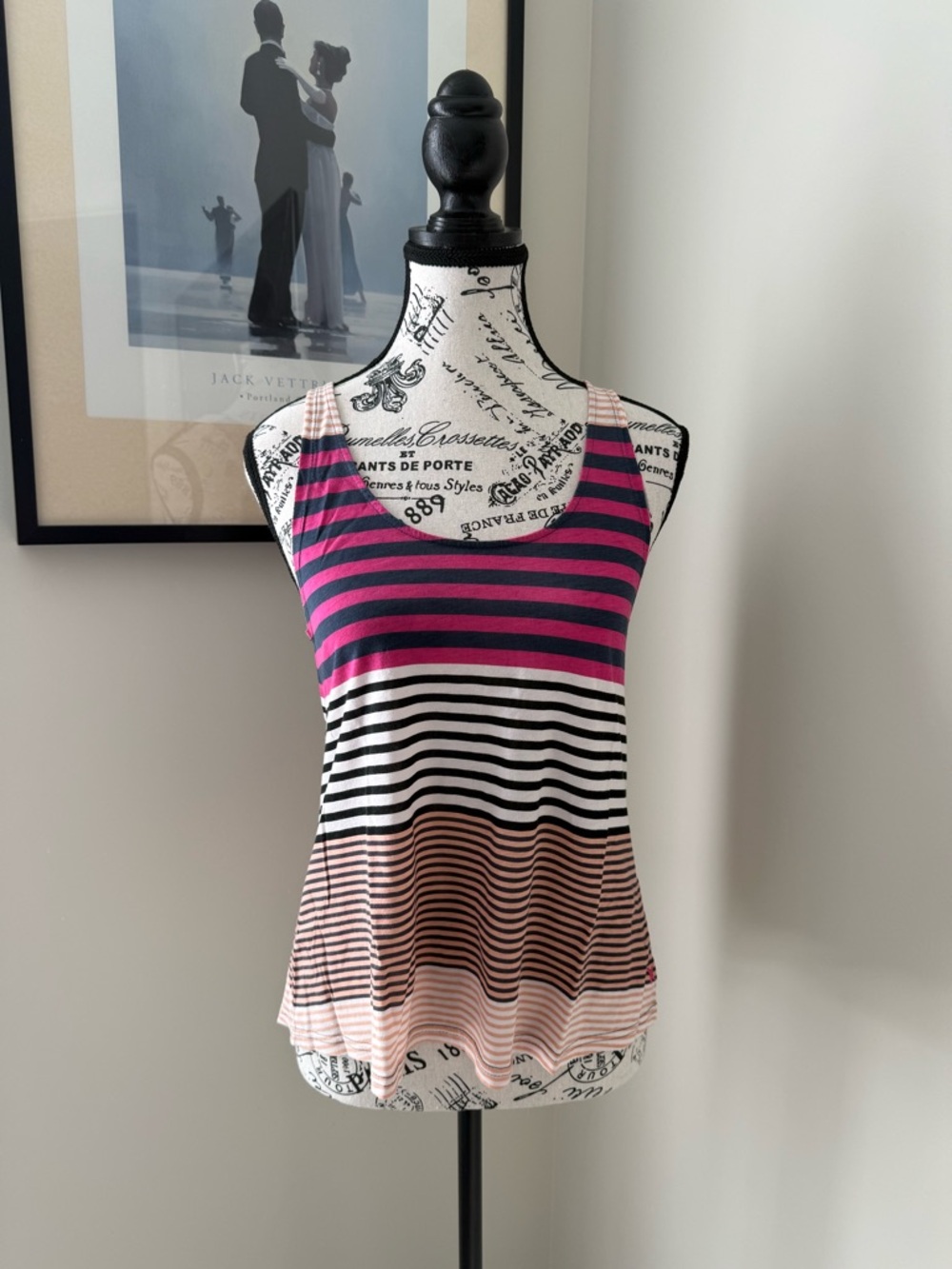 Hurley Pink, Black & White Striped Tank